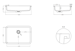 Встраиваемая раковина Salini Marea 09 S-Stone 1802209M 55см белый матовый